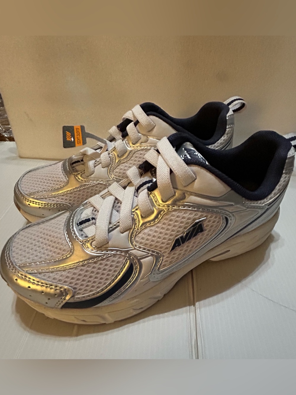 Avia Kids Silver and White Athletic Sneakers